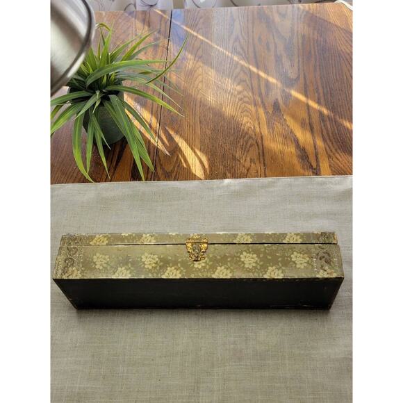 Antique Necktie Box, Victorian Floral, Lined Hinged, Vintage Dresser Catchall - Picture 6 of 10